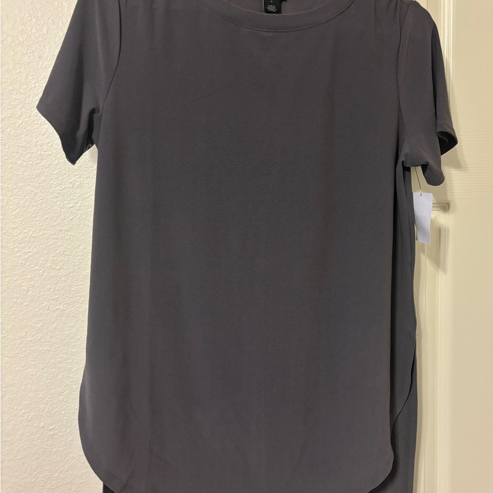 Halogen Gray Fitted Short Sleeve Tee
